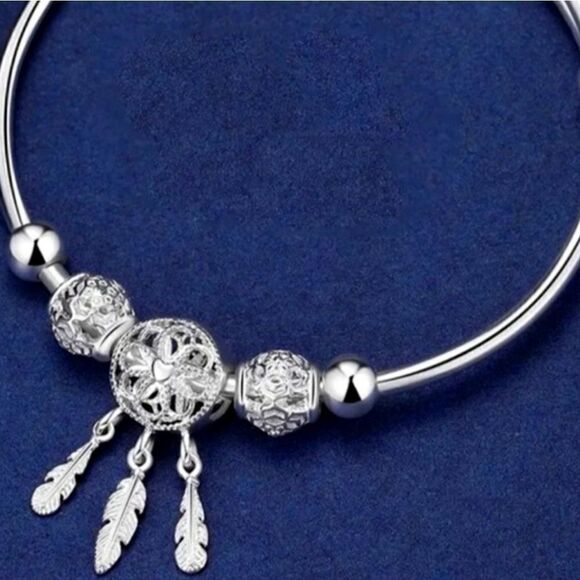 Dreamcatcher Sterling Silver Bracelet - 99.9% Pure Silver - Picture 7 of 9